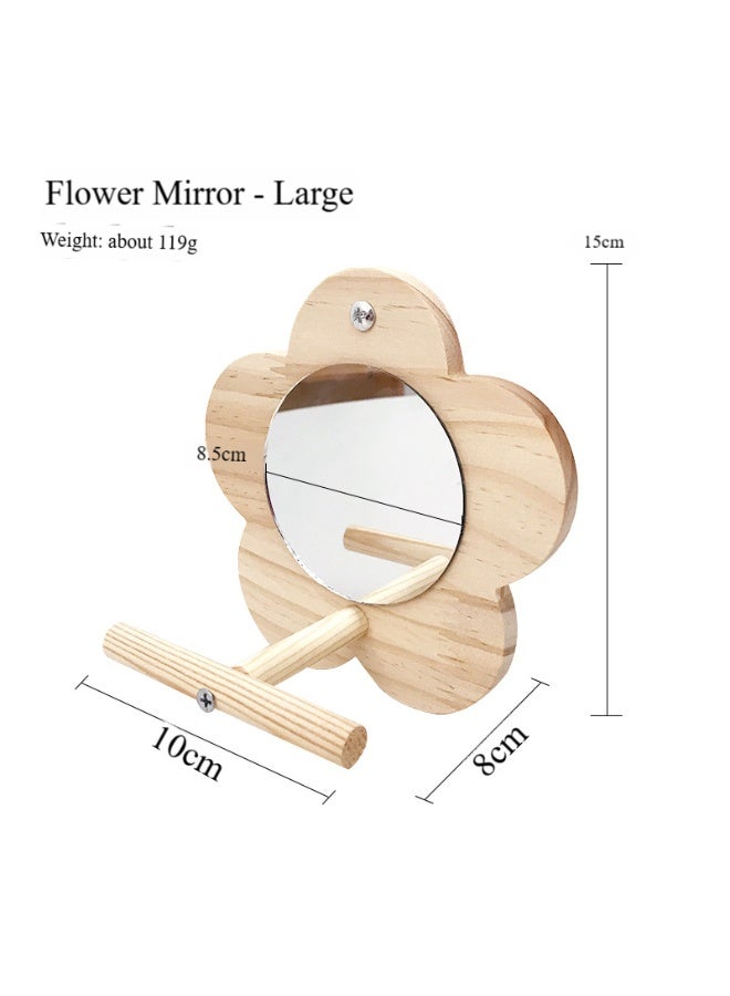Oldzhan Two piece set of parrot stinky beautiful moon swing flower mirror stand tiger skin peony Xuan Feng toy parrot rings birdcage accessories (large size) - Image 3
